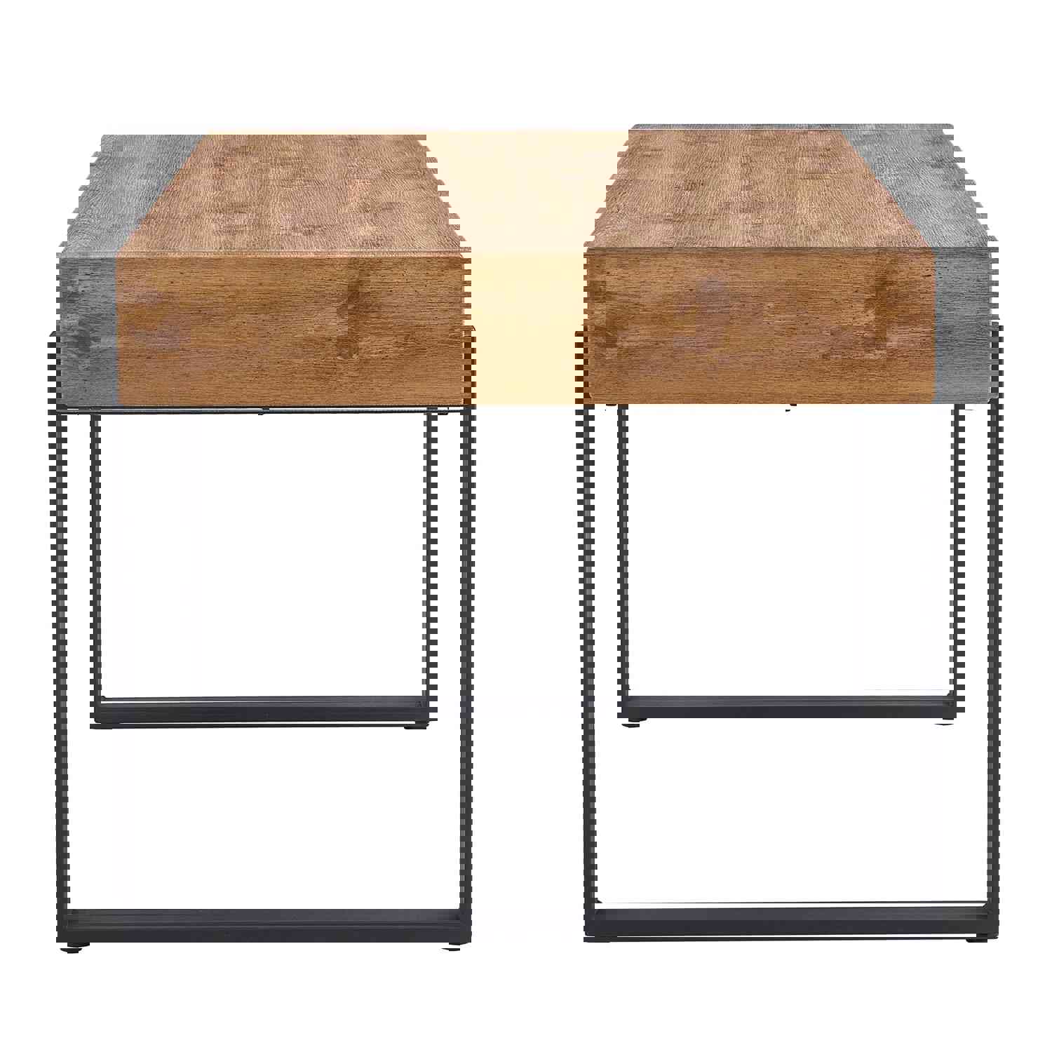 59 Inch Modern Dining Table, Rectangular Wooden Table Top with Metal Base for Dining Room, Home Office, Living Room