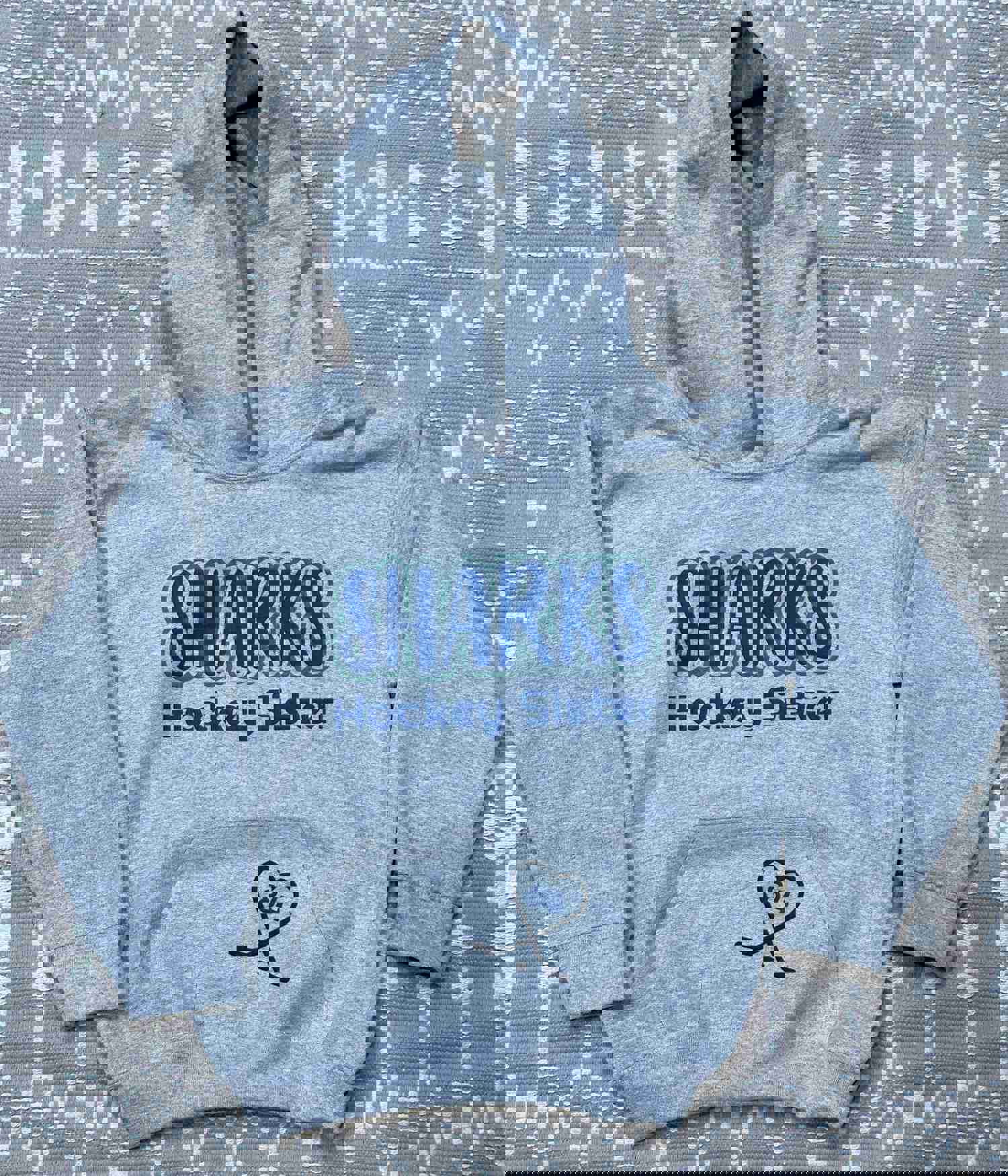 Sharks Hockey Sister Hoodie - Ash Grey Unisex Sublimation Design