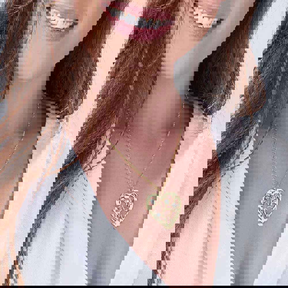 Custom Text Heart Necklace Personalized Silver Name Jewelry for Mother's Day Gift