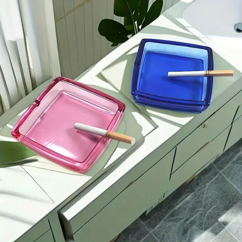 1pc Square Glass Ashtray for Living Room, Restaurant, Hotel