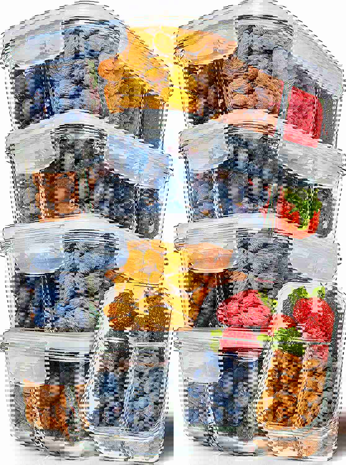 Prep Naturals Glass Meal Prep Containers 3 Compartment 5 Pack - Bento Box Glass Food Storage