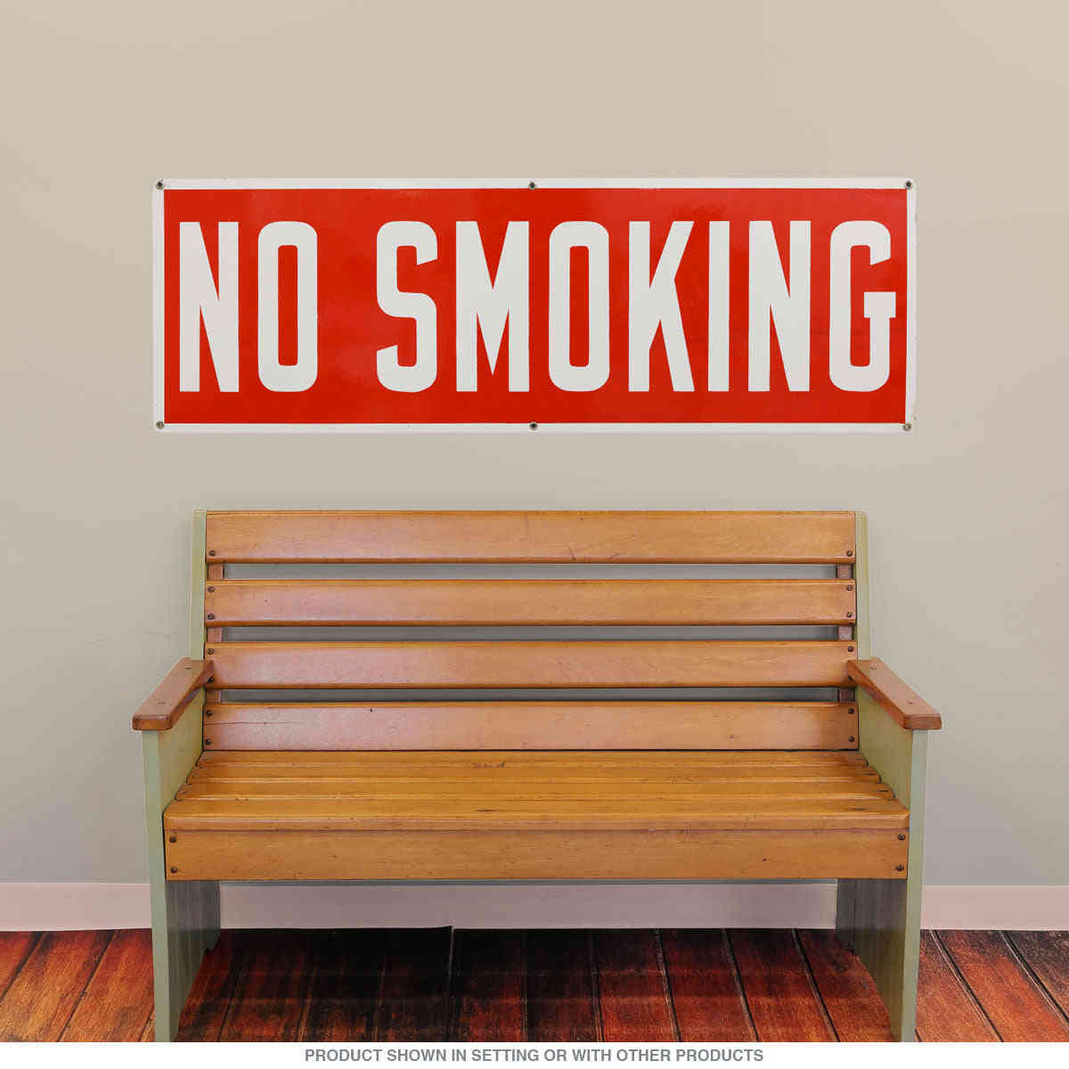 No Smoking Commercial Message Wall Decal - Vintage Public Notice Sticker