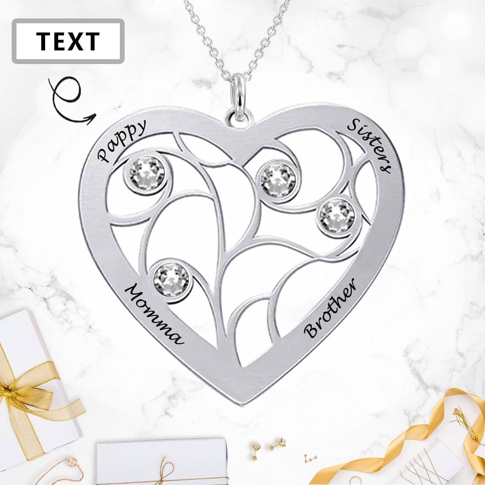 Custom Text Heart Necklace Personalized Silver Name Jewelry for Mother's Day Gift