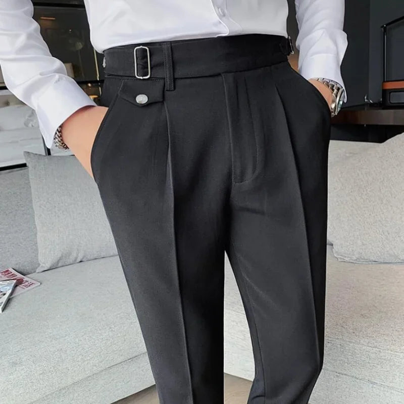 Nukty Men Suit Pants - British Style Business Casual Slim Fit Dress Pants