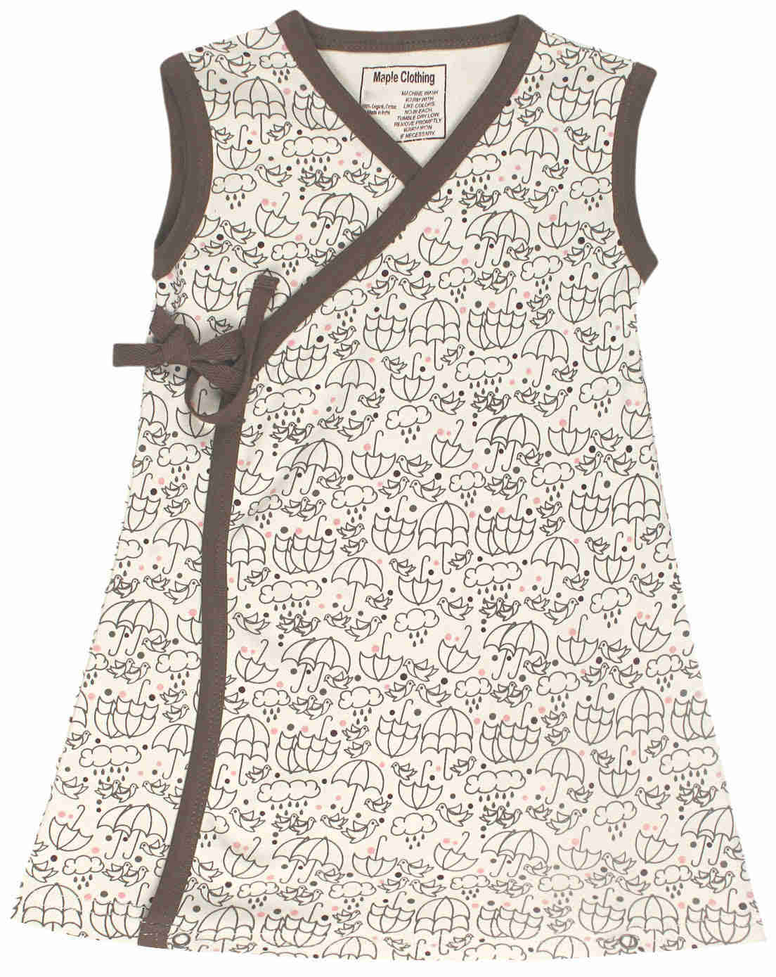 Organic Cotton Baby Girl Kimono Dress GOTS Certified (Stone)