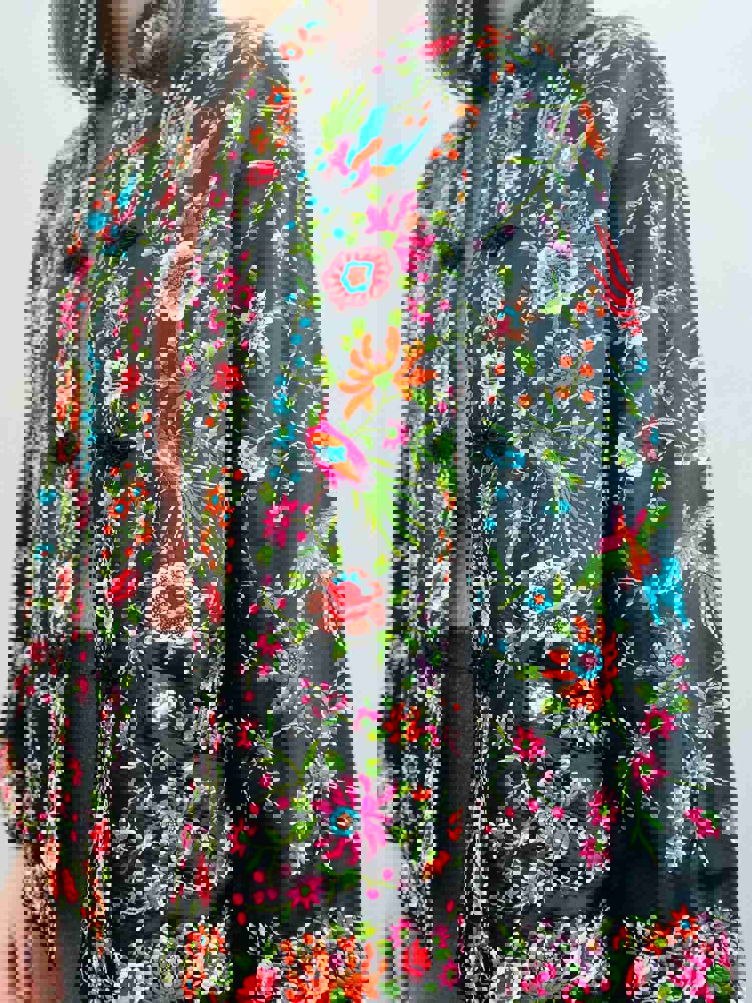 Vintage Chinese Floral Embroidered Jacket - Colorful Statement Piece