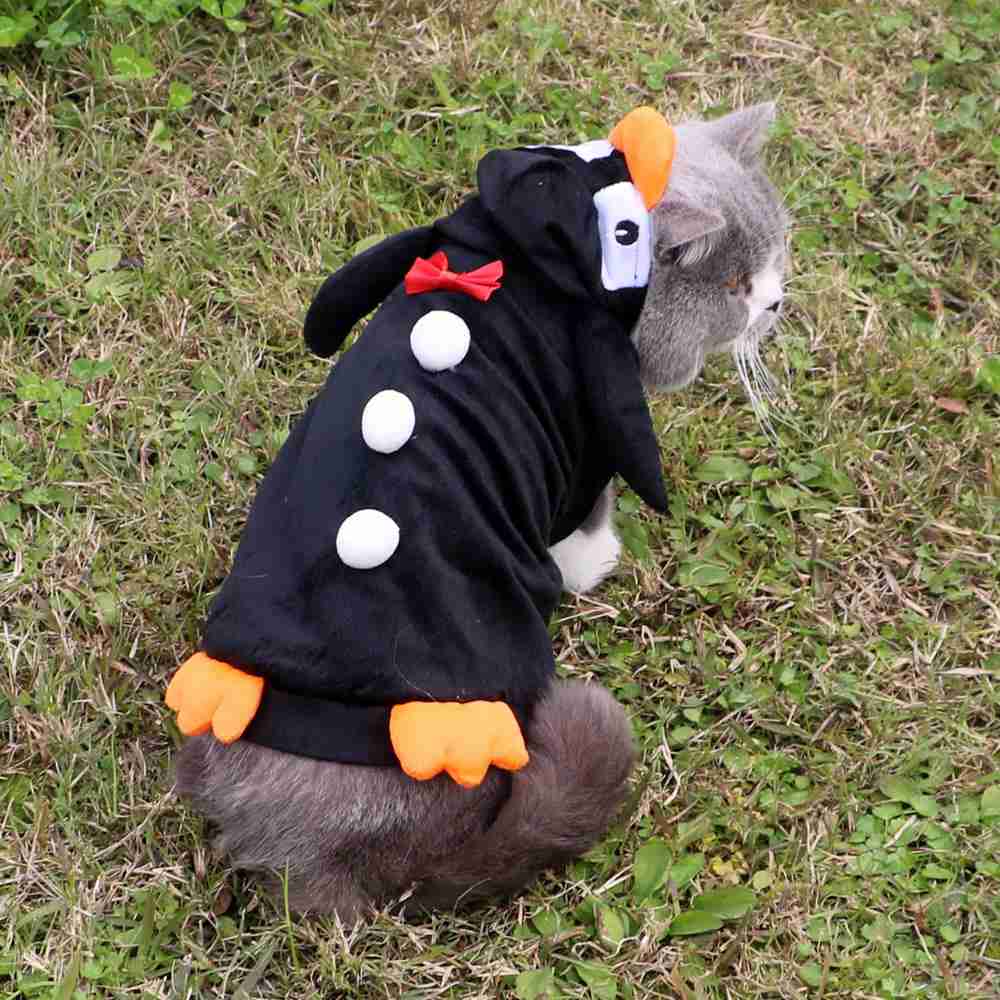 Black Cute Penguin Shape Pet Clothes Cosplay Soft Texture Dogs Hooded Coat Costume Halloween Pets Supplies