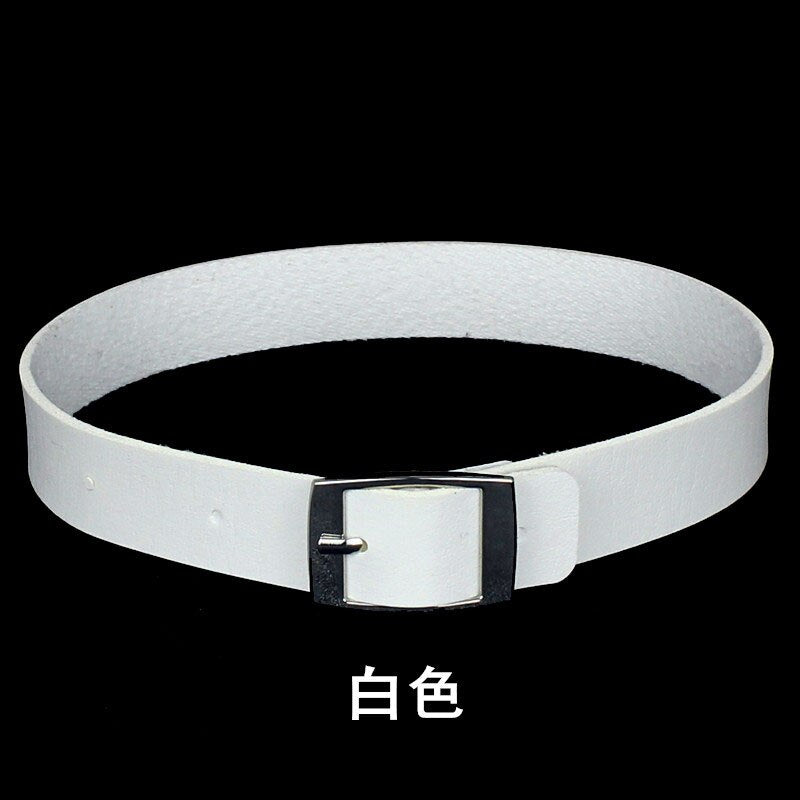 Classic Unisex Gothic Punk Belt Choker Collar Necklace with Leather Chain