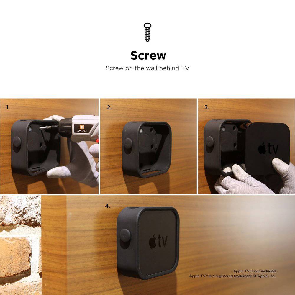 Multi Mount for Apple TV [Black] - Versatile Wall, Magnetic & Strap Mounting