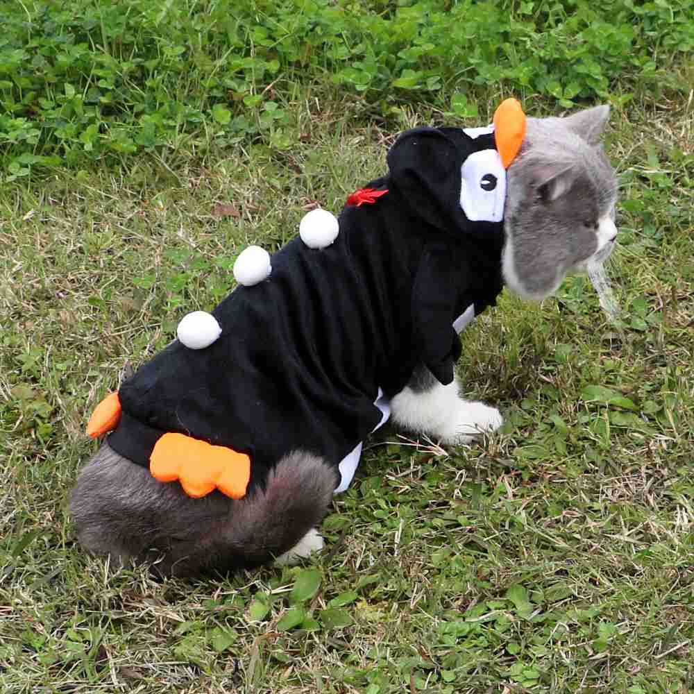 Black Cute Penguin Shape Pet Clothes Cosplay Soft Texture Dogs Hooded Coat Costume Halloween Pets Supplies