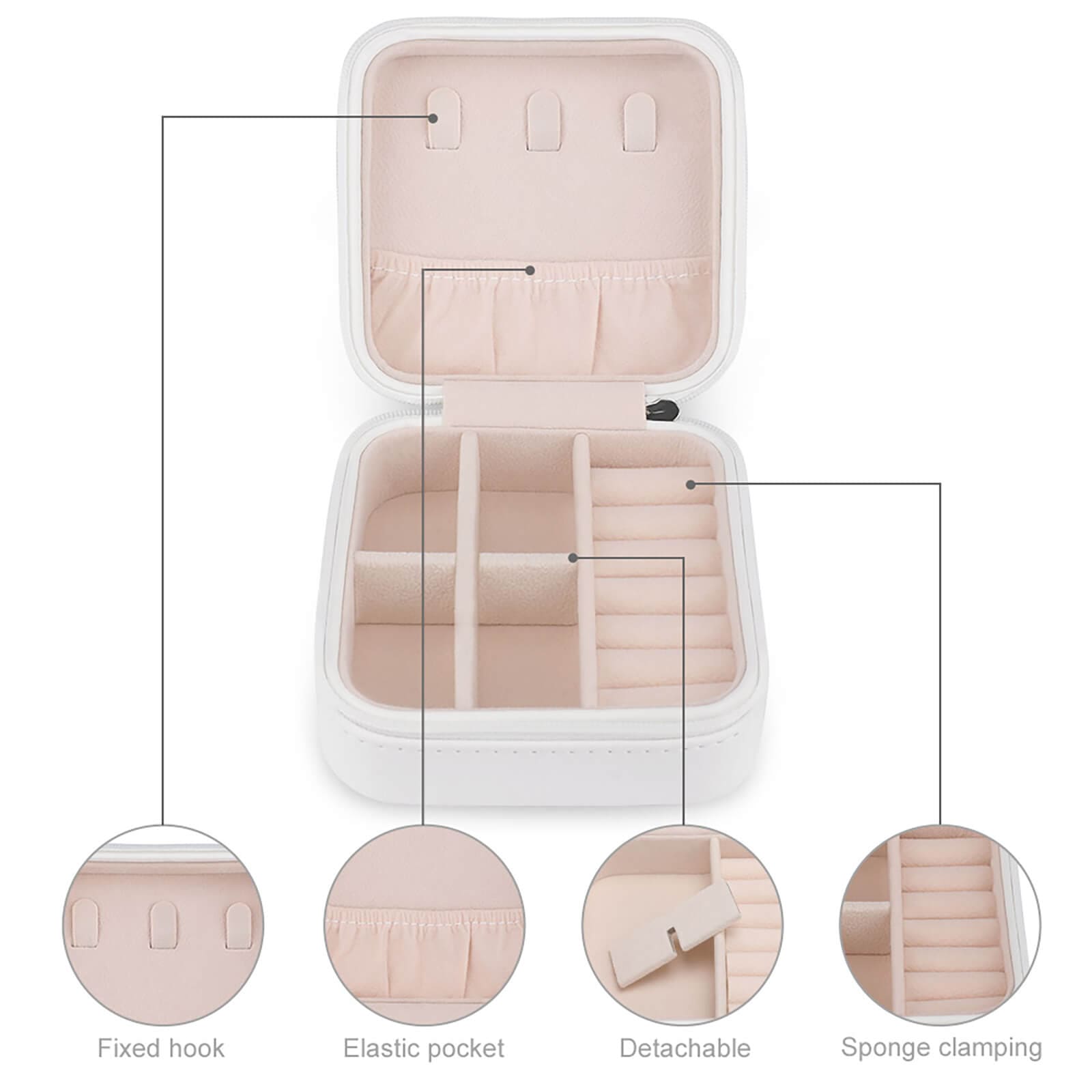 Custom Name Heart Travel Makeup Box Jewelry Storage Organizer for Women Gift