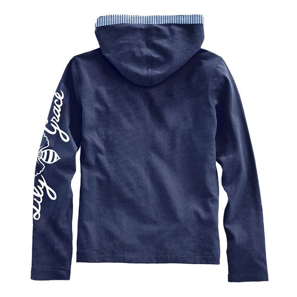 Junior Hoodie Tee in True Navy by Lily Grace