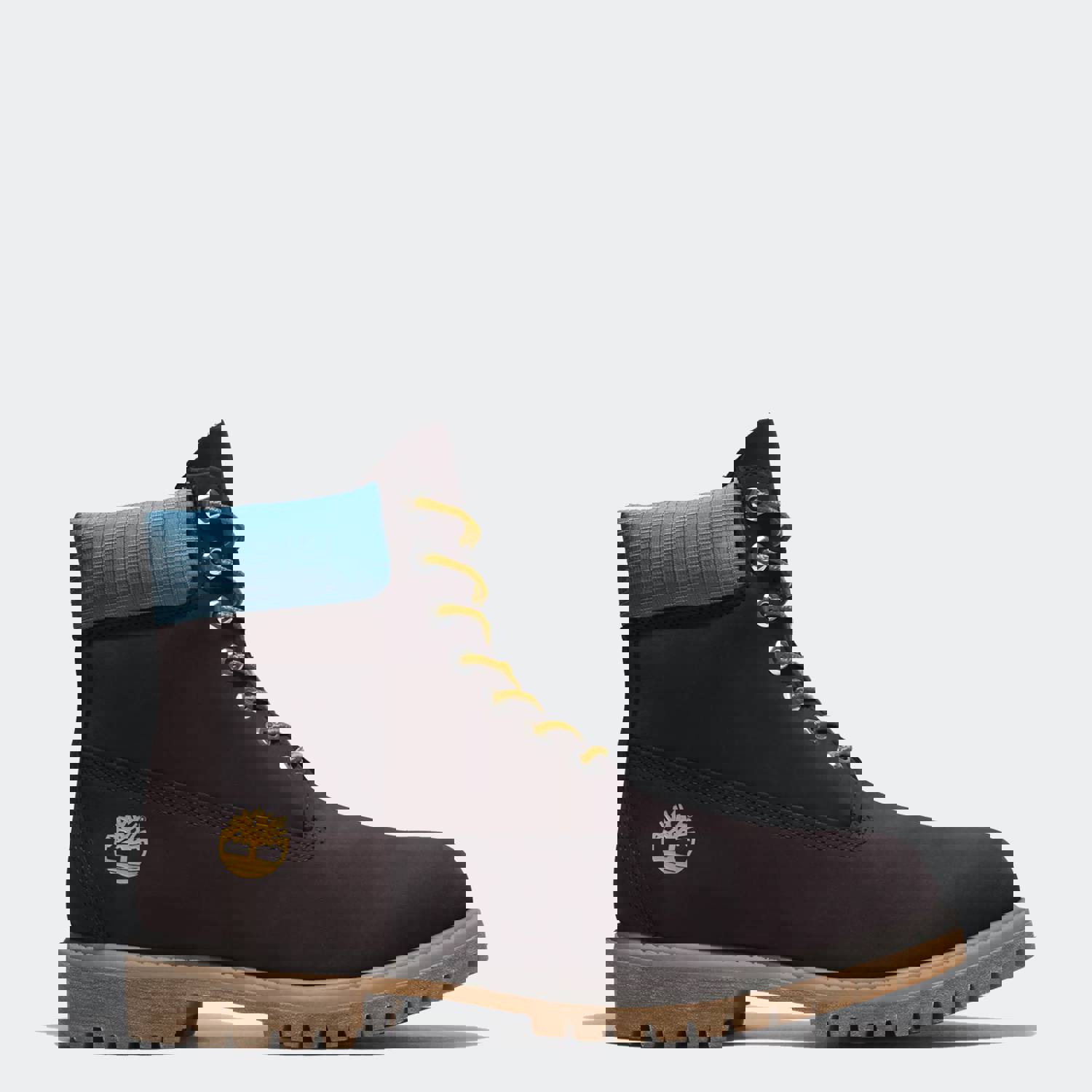 Men's Timberland Premium 6-Inch Waterproof Boots - Black Nubuck with Blue Accents