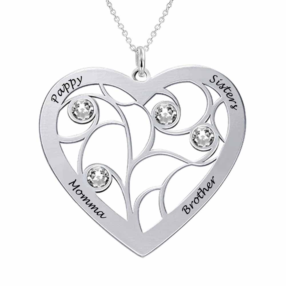 Custom Text Heart Necklace Personalized Silver Name Jewelry for Mother's Day Gift