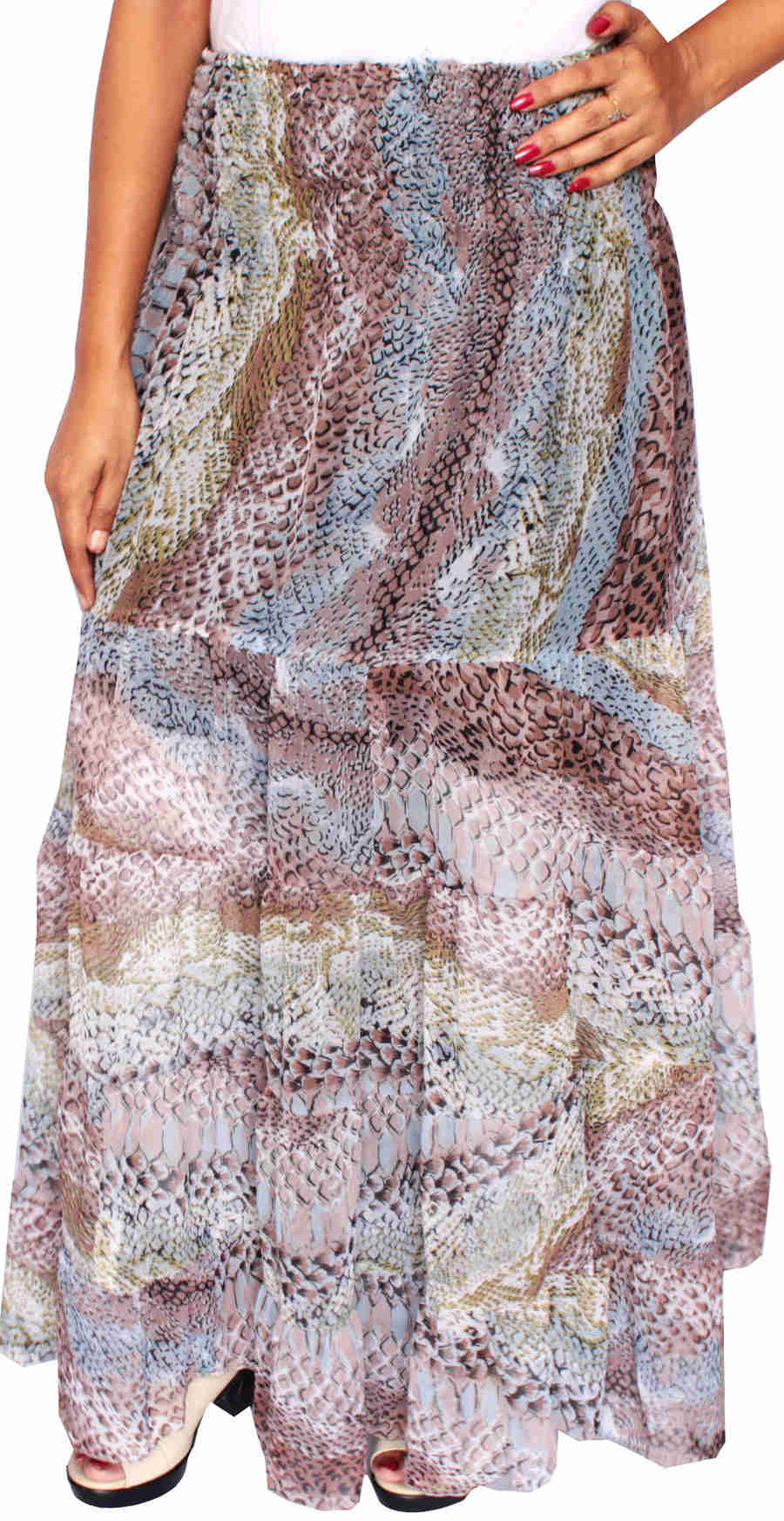 Women's Long Skirt Cover Up Beach Wear Indian Summer Clothing (Brown)