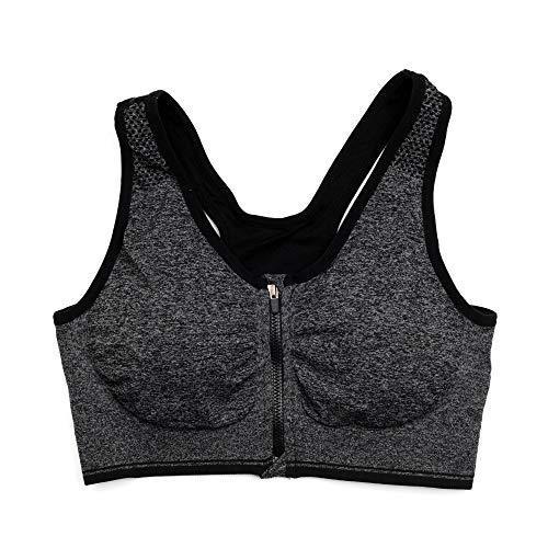 Women's Zip Front Sports Bra - Wireless Post-Surgery Active Yoga Bra