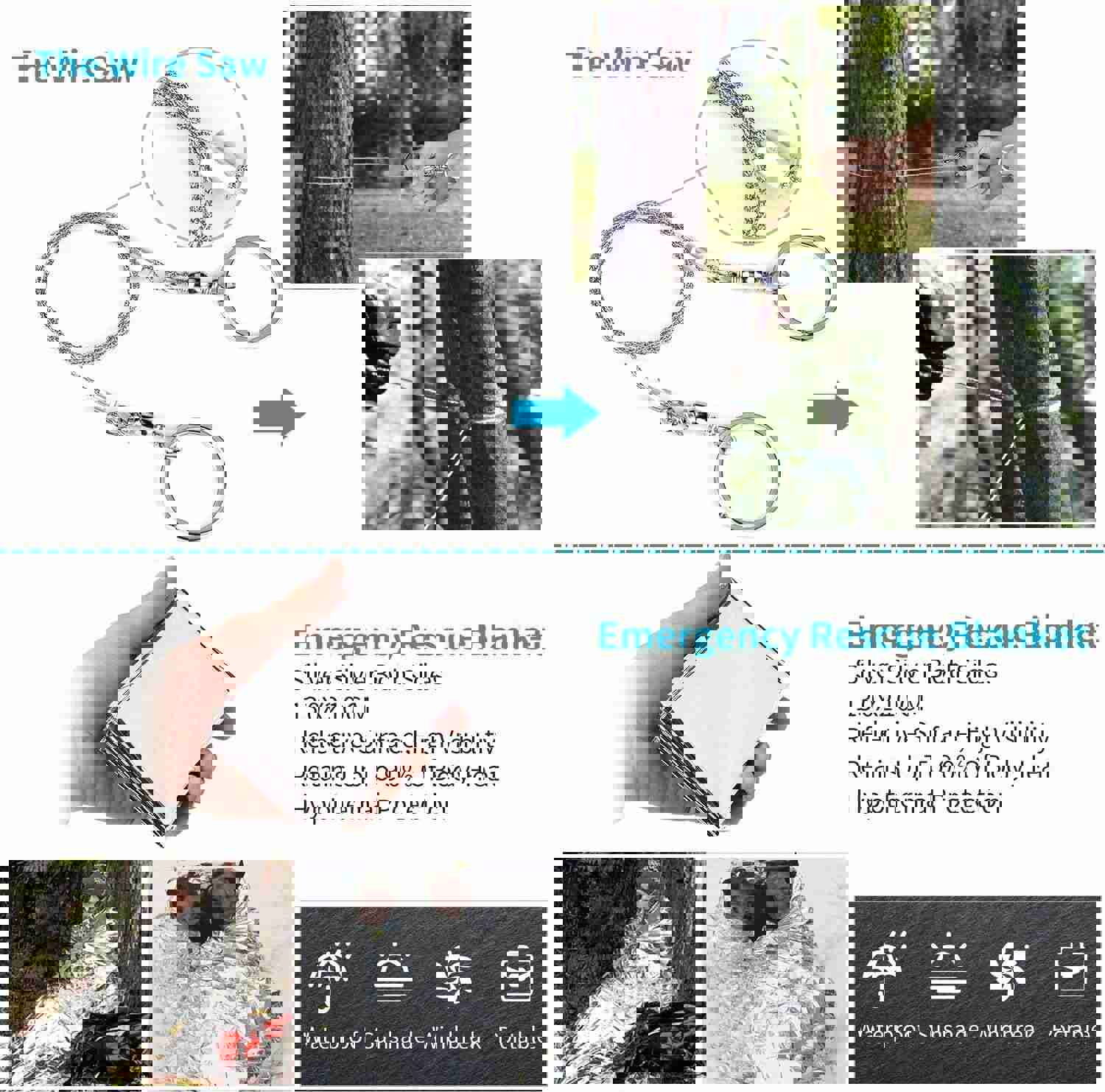 14 in 1 Outdoor Emergency Survival Gear Tool Kit