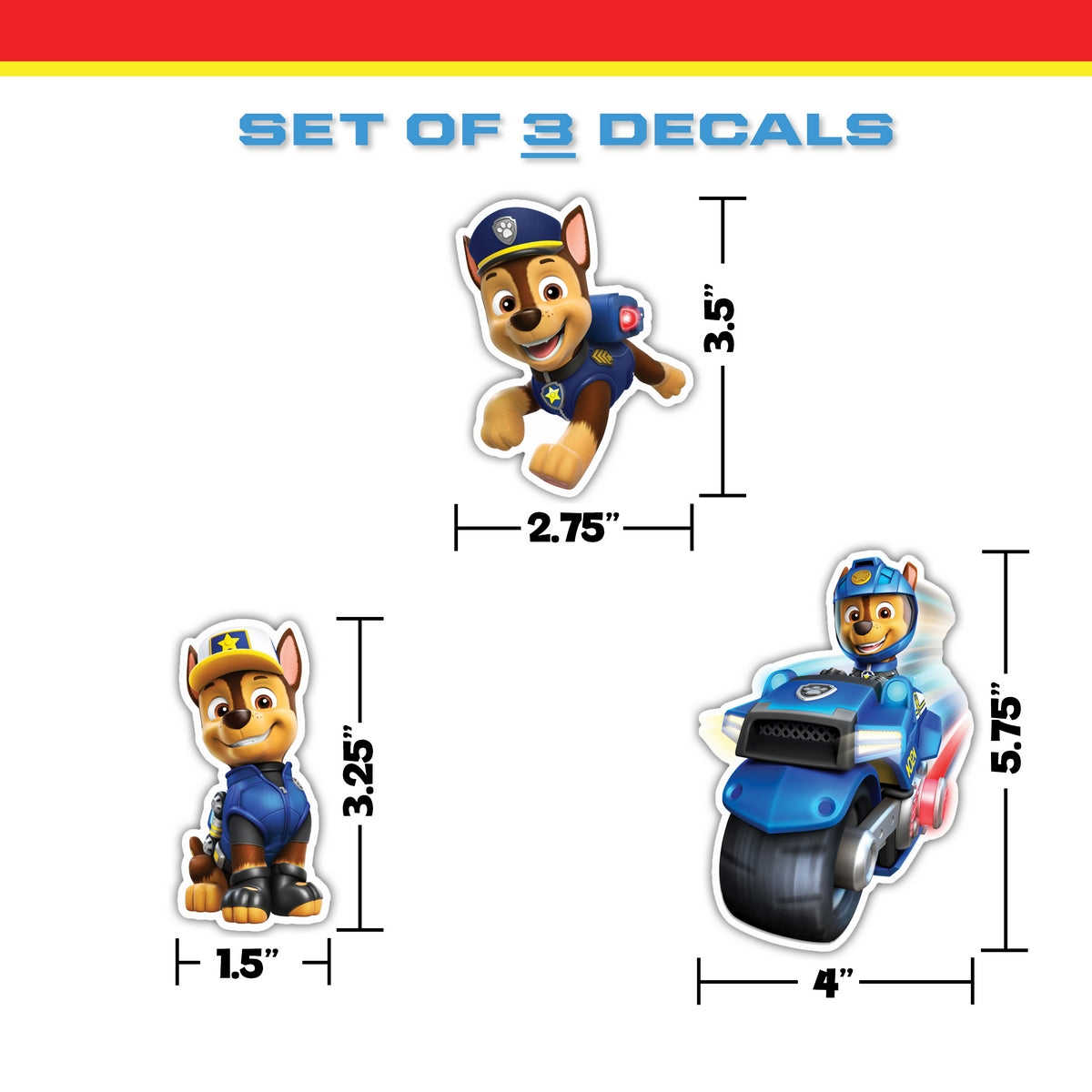 Paw Patrol Chase Decals - Fun and Durable Stickers for Fans