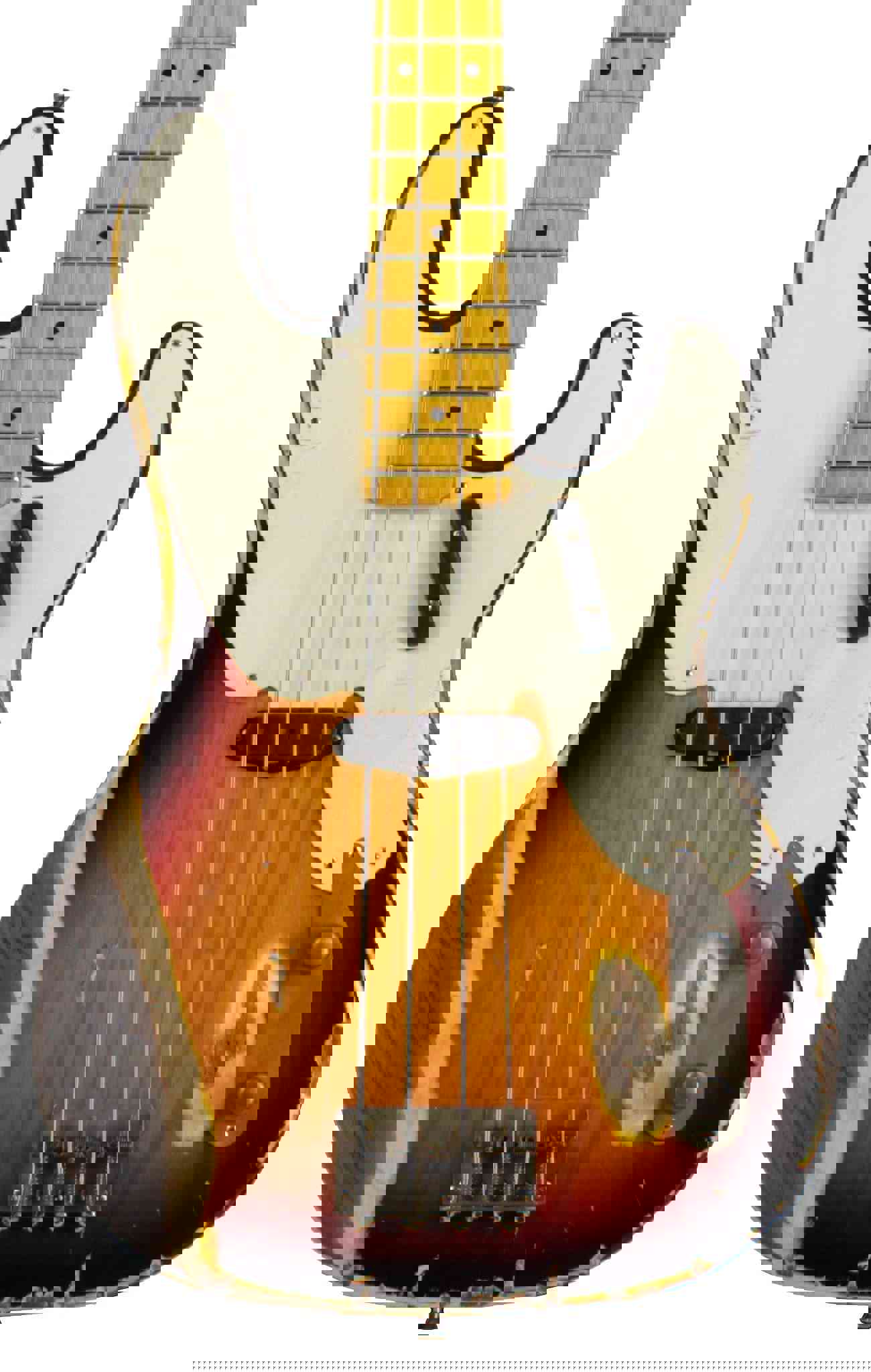 Nash PB-55 Bass Guitar, 3-Tone Burst, Heavy Aging