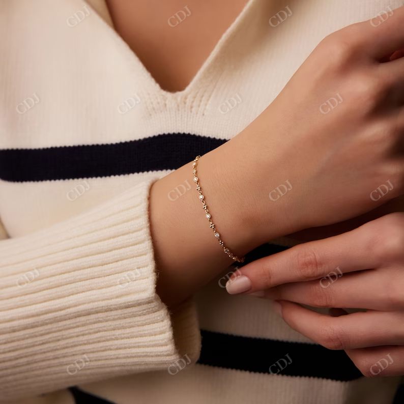 14k Gold Art Deco Bezel Setting Diamond Ring with Milgrain Detailing