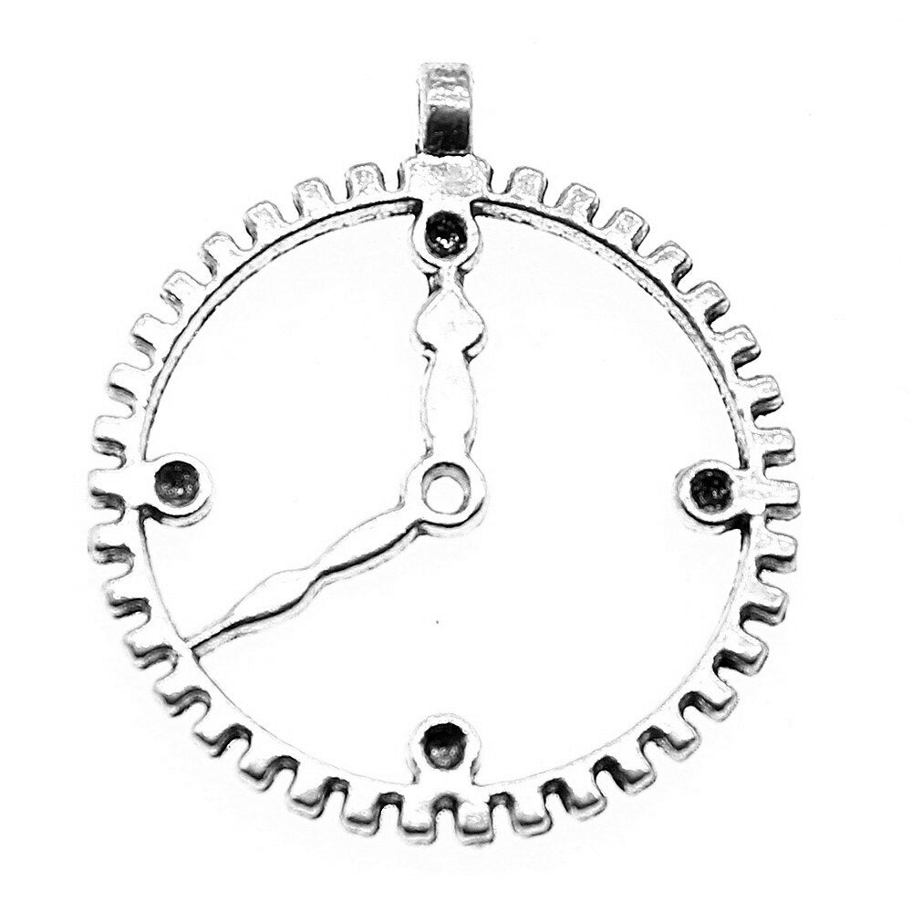 WYSIWYG 10pcs 30mm Antique Silver Clock Charms for Jewelry Making