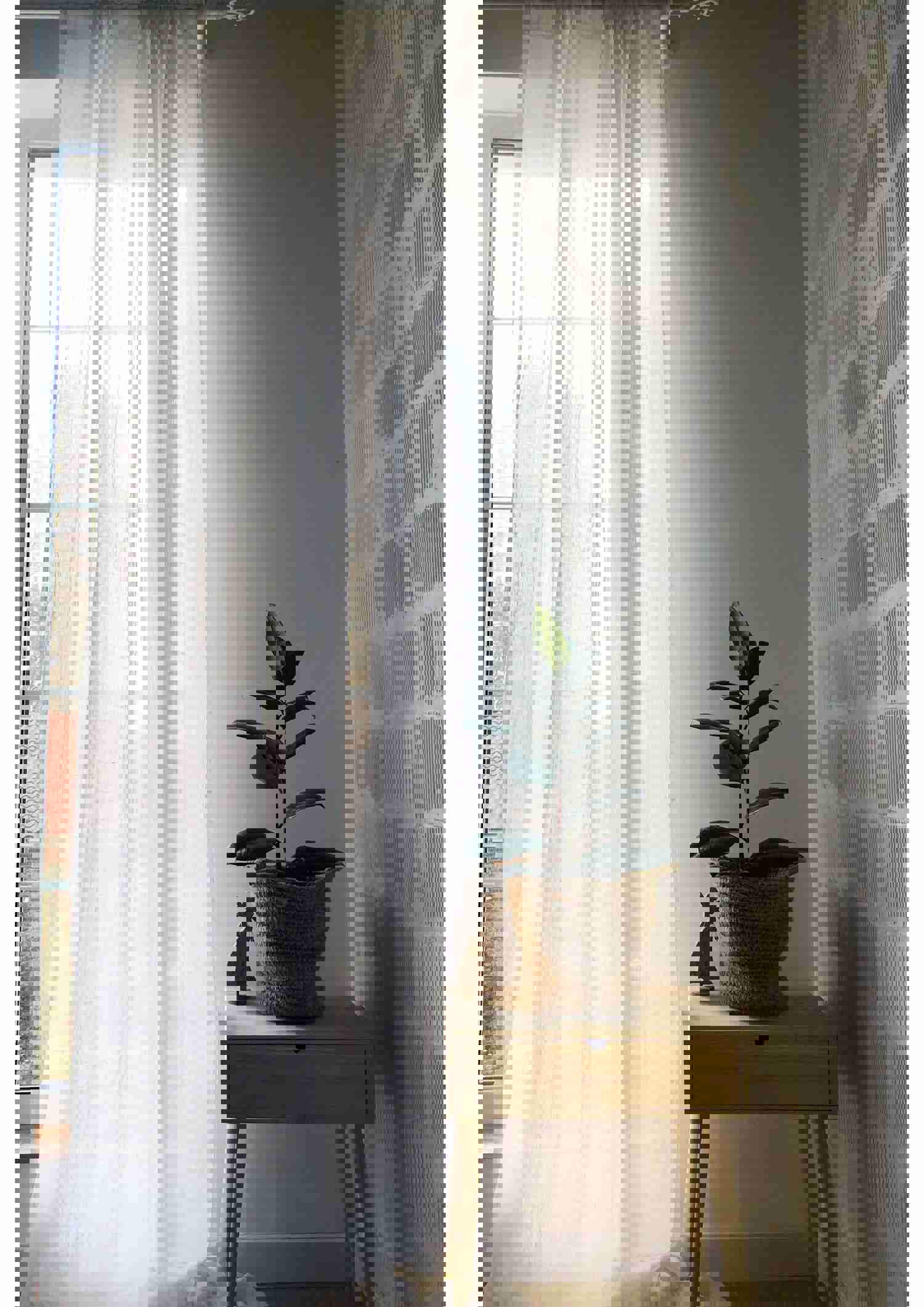 White Linen Sheer Curtain for S-Fold Track - Unlined Sheer Curtain Panel
