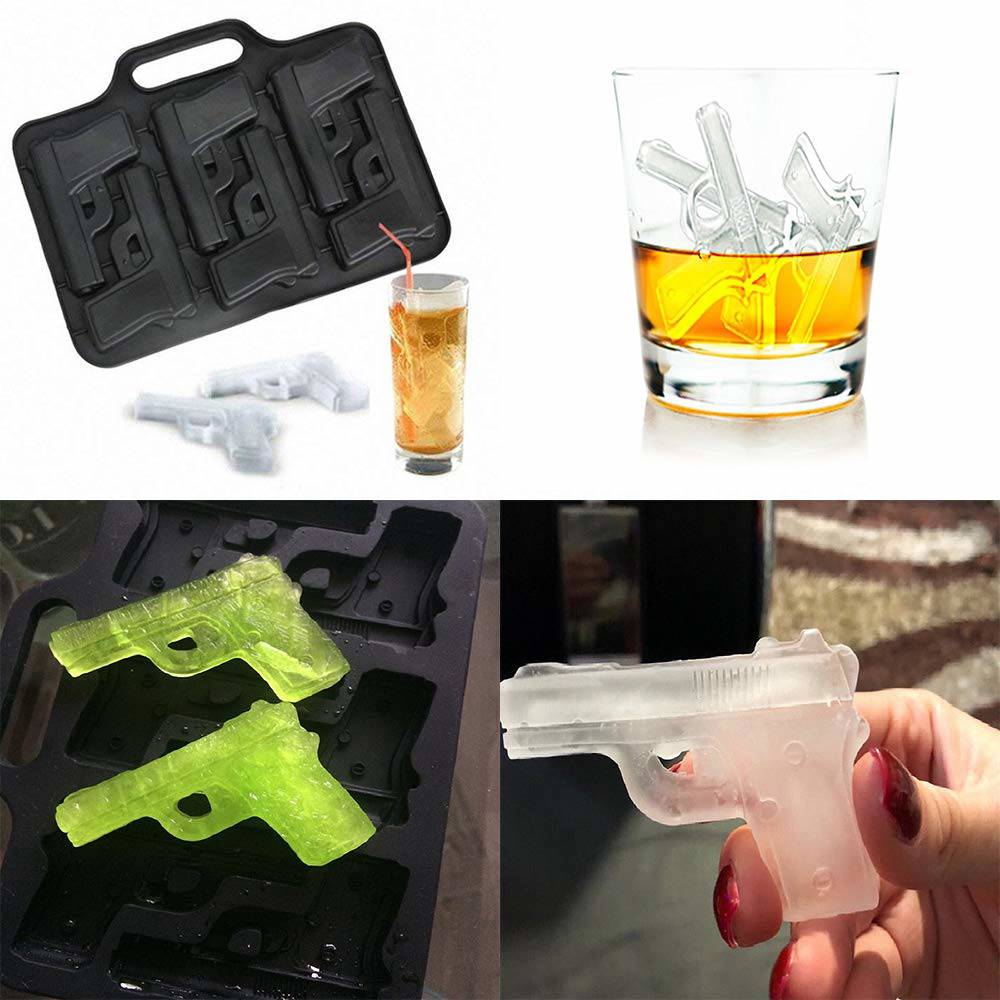 Handgun Mold Ice Cube Maker Briefcase Tray