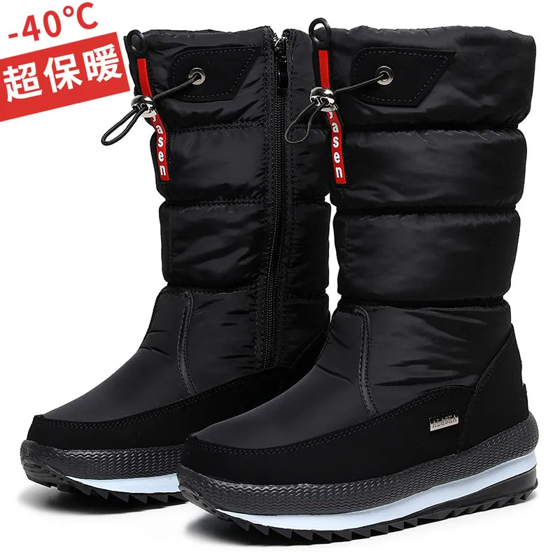 Women's Snow Boots - Platform Winter Boots with Thick Plush Waterproof Non-slip Design