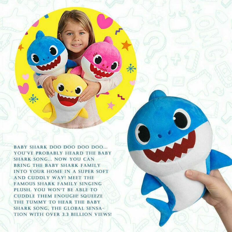 LED Baby Shark Plush Singing Toys Music Doll English Kids Song Gift Toy Stuffed