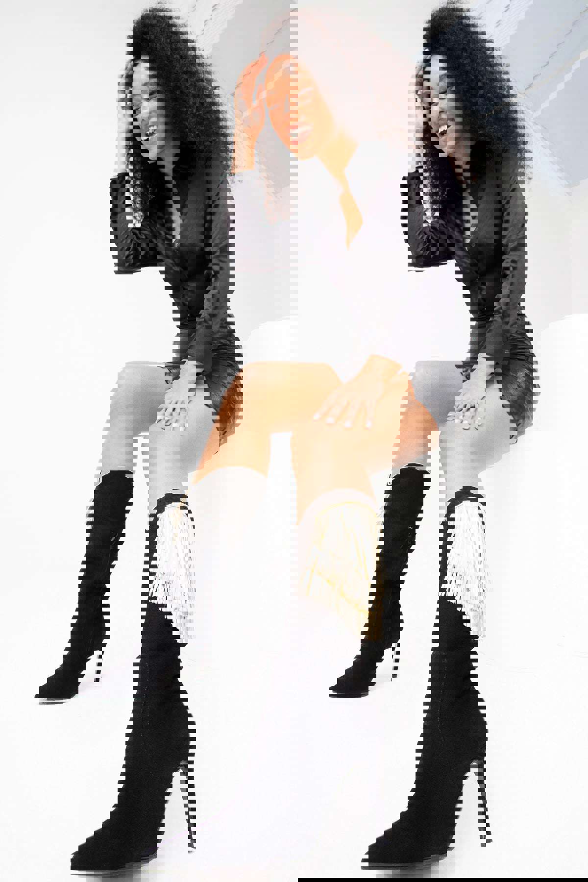 Vienna Black Suede Leather Knee High Women Boot