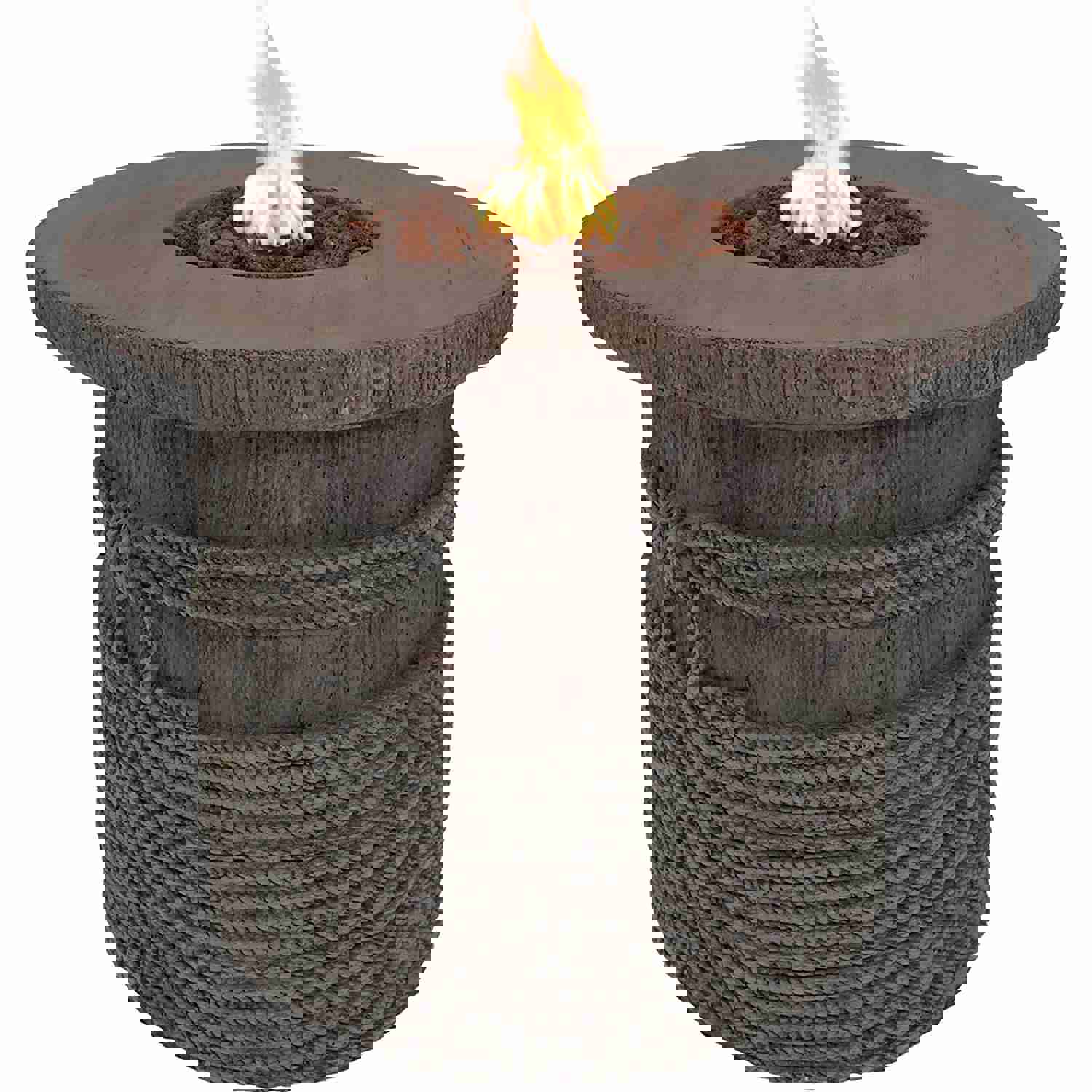 Sunnydaze Outdoor 29-Inch Rope and Barrel Design Propane Gas Fire Pit Table with Lava Rocks