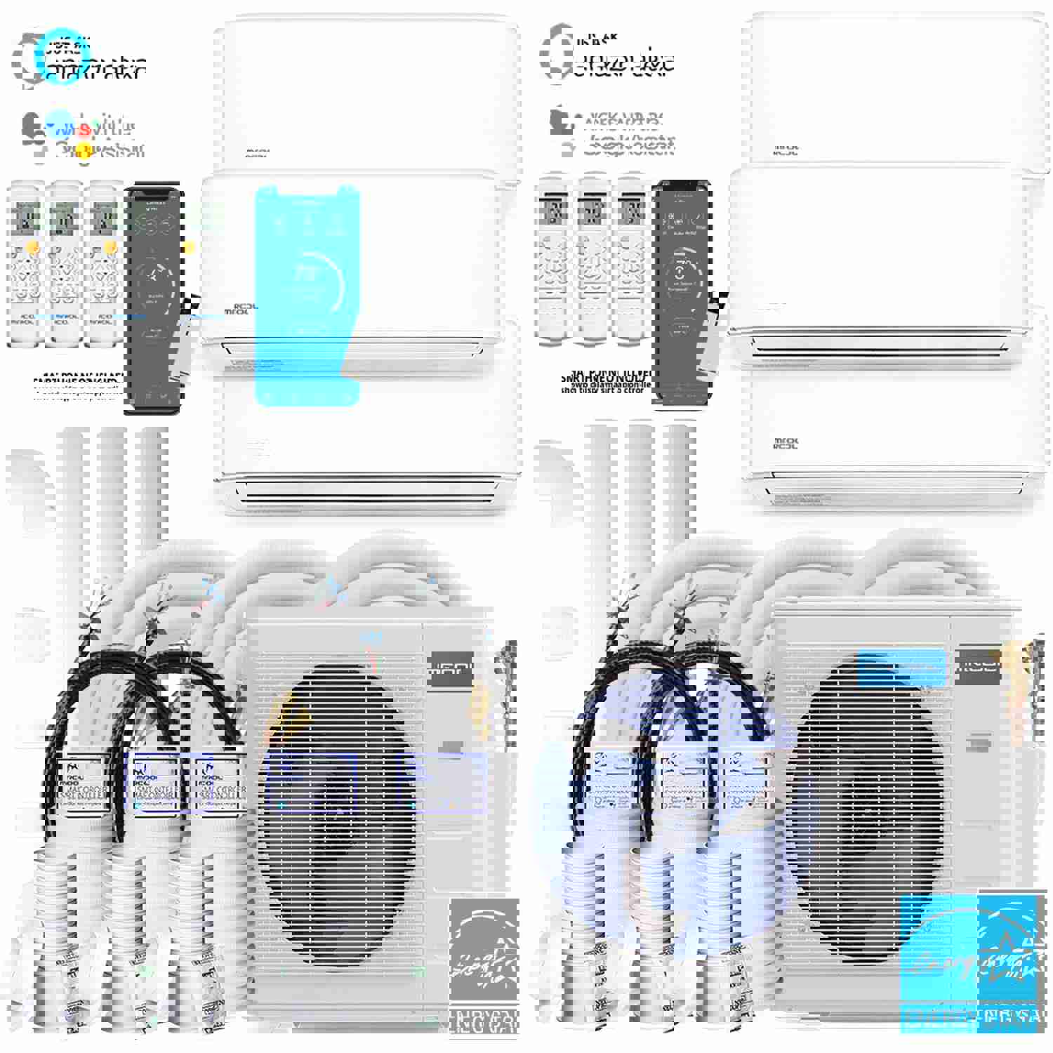 MRCOOL DIY 4th Gen 36K BTU 3-Zone Heat Pump Condenser with Air Handlers and Linesets Bundle