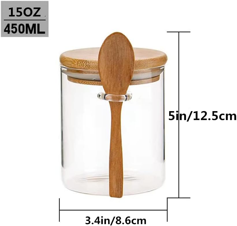 Xigugo Airtight Food Storage Containers, 15OZ Glass Jars with Lids (2 Set)