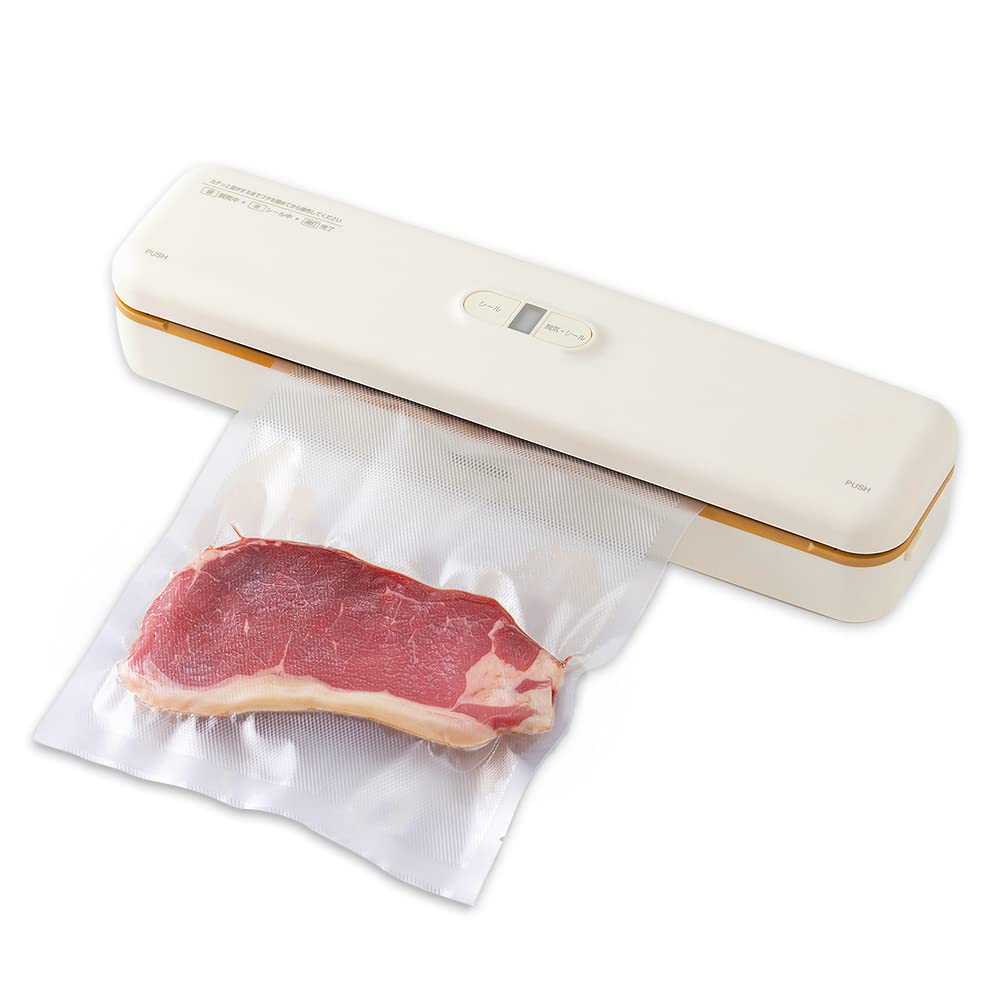 Iris Ohyama VPF-S50 Vacuum Sealer - 2022 Model with 3 Dedicated Bags, 50 kPa, Slim & White