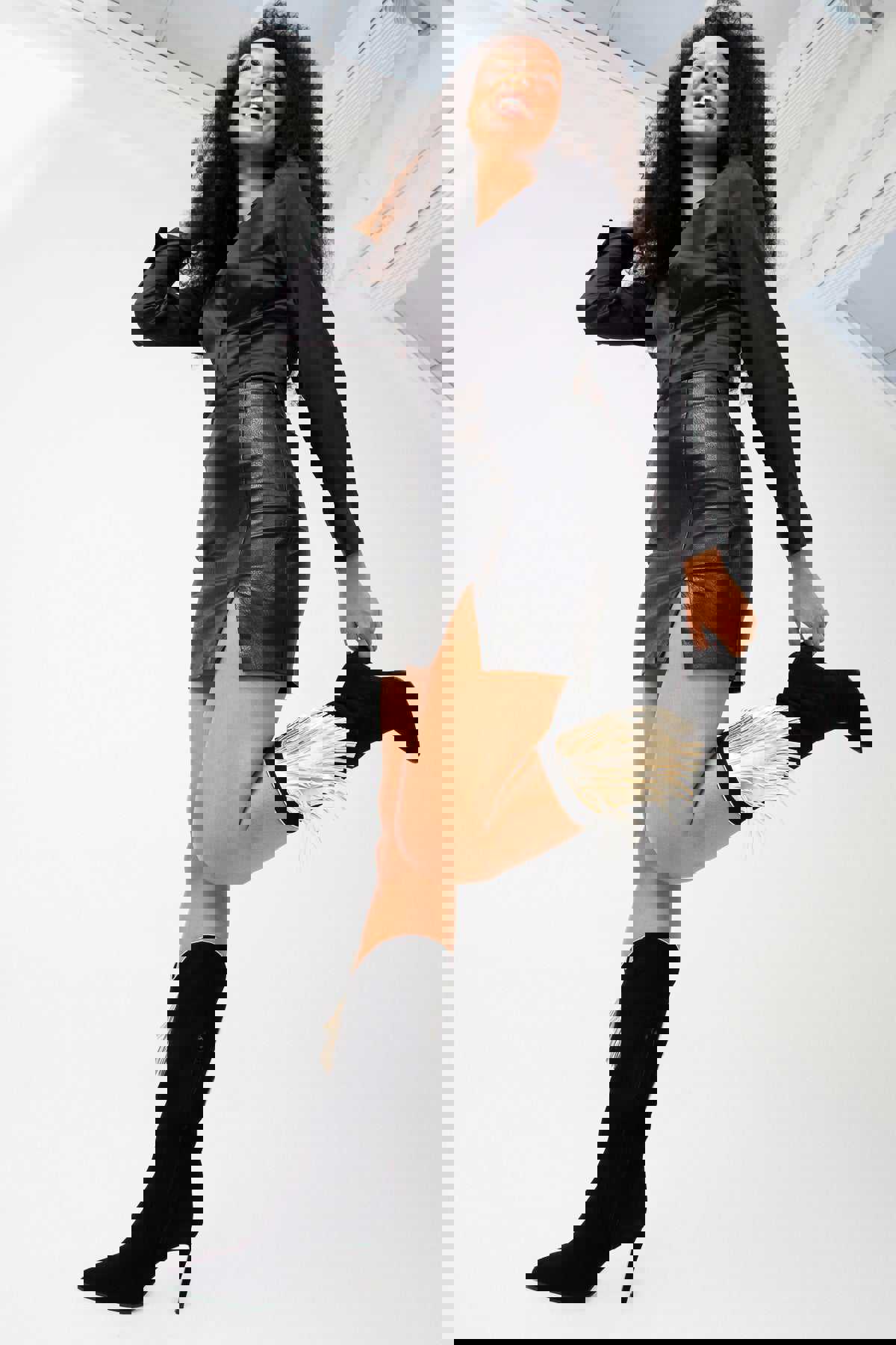 Vienna Black Suede Leather Knee High Women Boot