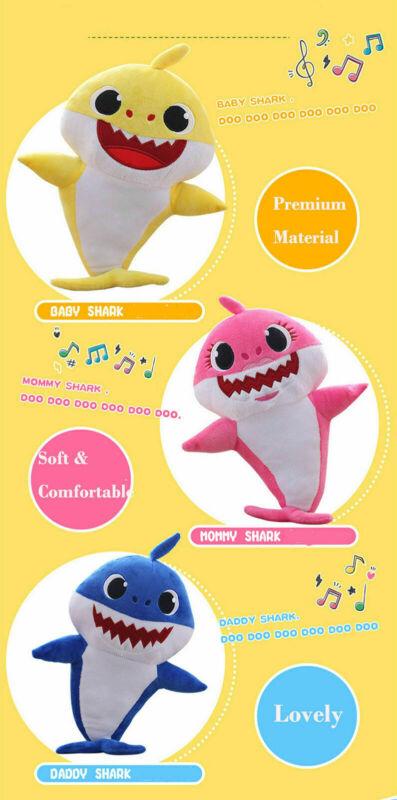 LED Baby Shark Plush Singing Toys Music Doll English Kids Song Gift Toy Stuffed