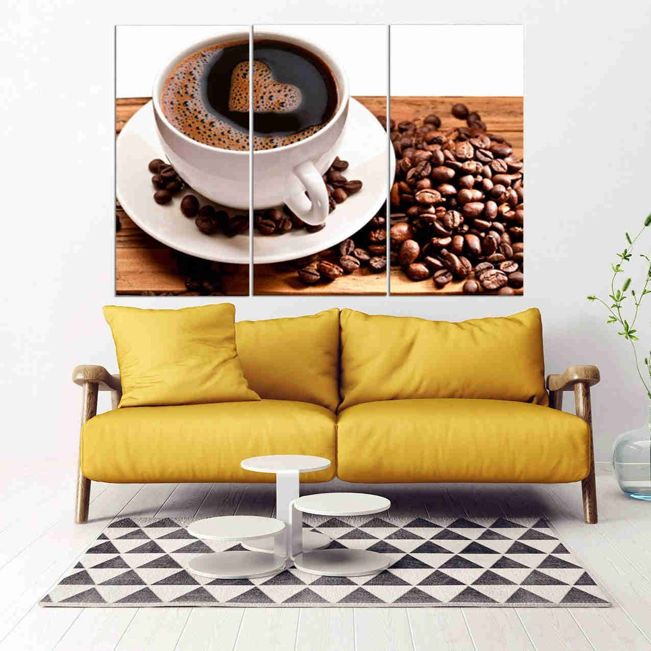 Coffee Cup Art Print - Extra Large Multi Panel Canvas Painting for Kitchen & Home Decor