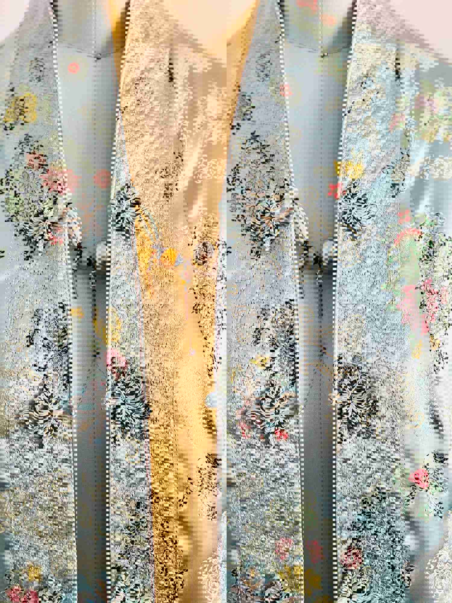 Vintage Pastel Blue Reversible Chinese Jacket