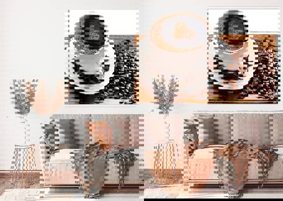 Coffee Cup Art Print - Extra Large Multi Panel Canvas Painting for Kitchen & Home Decor