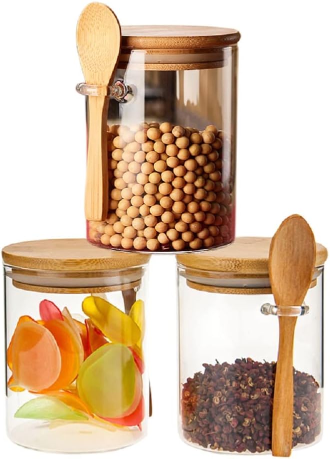 Xigugo Airtight Food Storage Containers, 15OZ Glass Jars with Lids (2 Set)