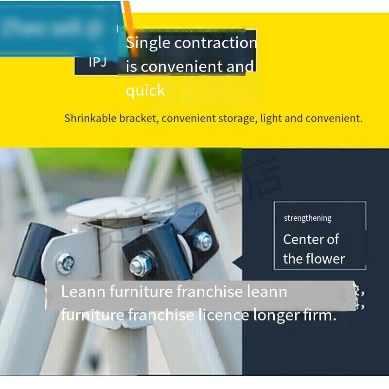 Outdoor Folding Tent Retractable Awning with Reinforced Black Frame and Blue Canopy