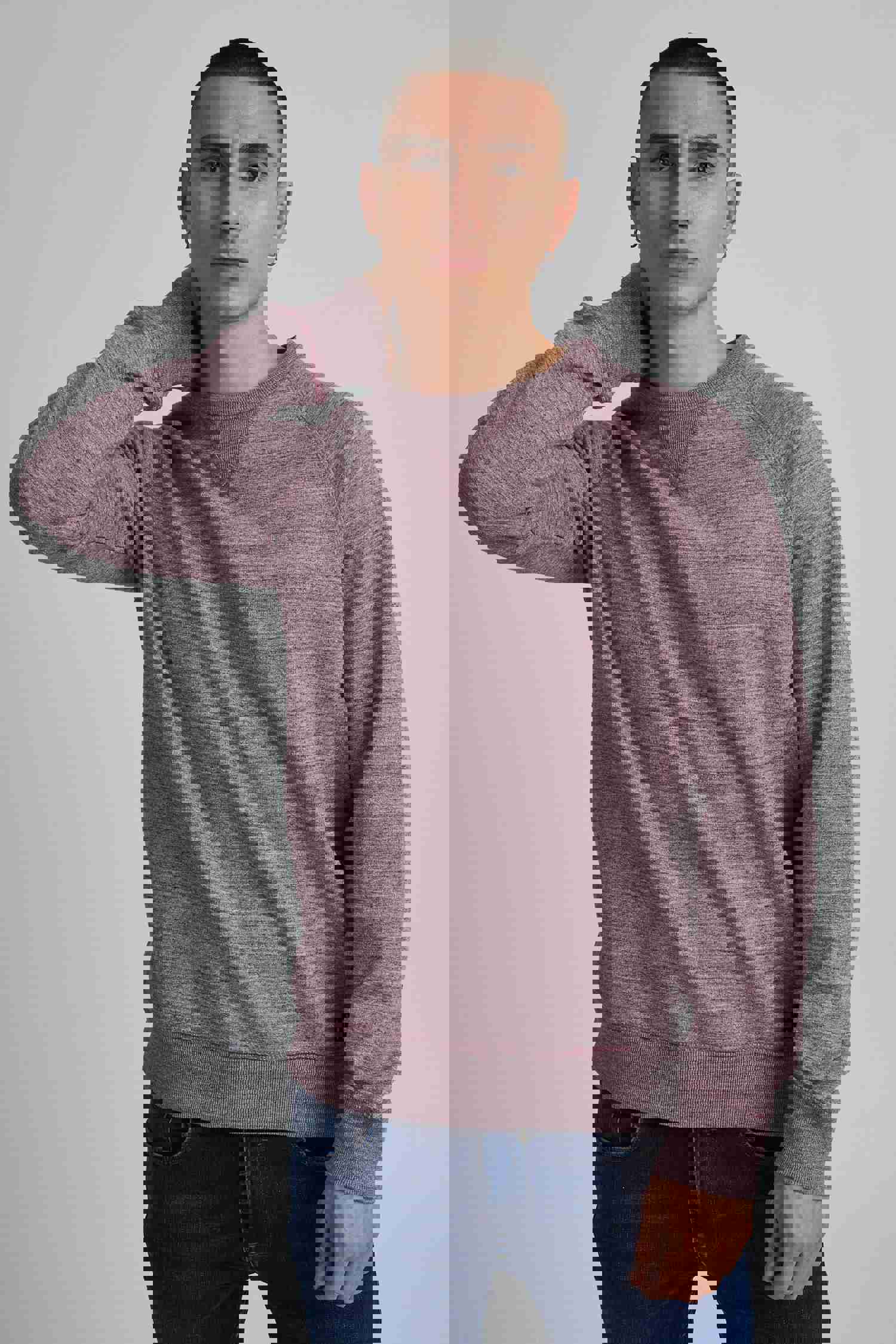 Blend Wine Red Heather Crewneck Sweatshirt for Men