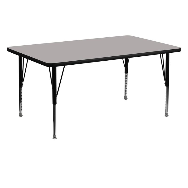 Flash Furniture 30W x 60L Adjustable Height Rectangular Activity Table for Kids - Grey Laminate Top