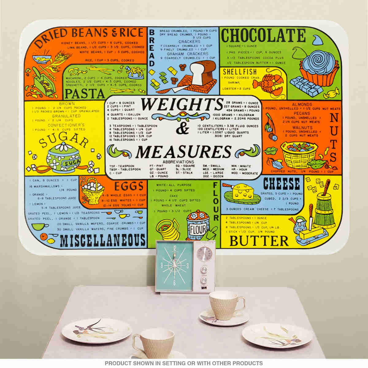 Cooking Weights Measurements Wall Decal - Vintage Design for Chefs