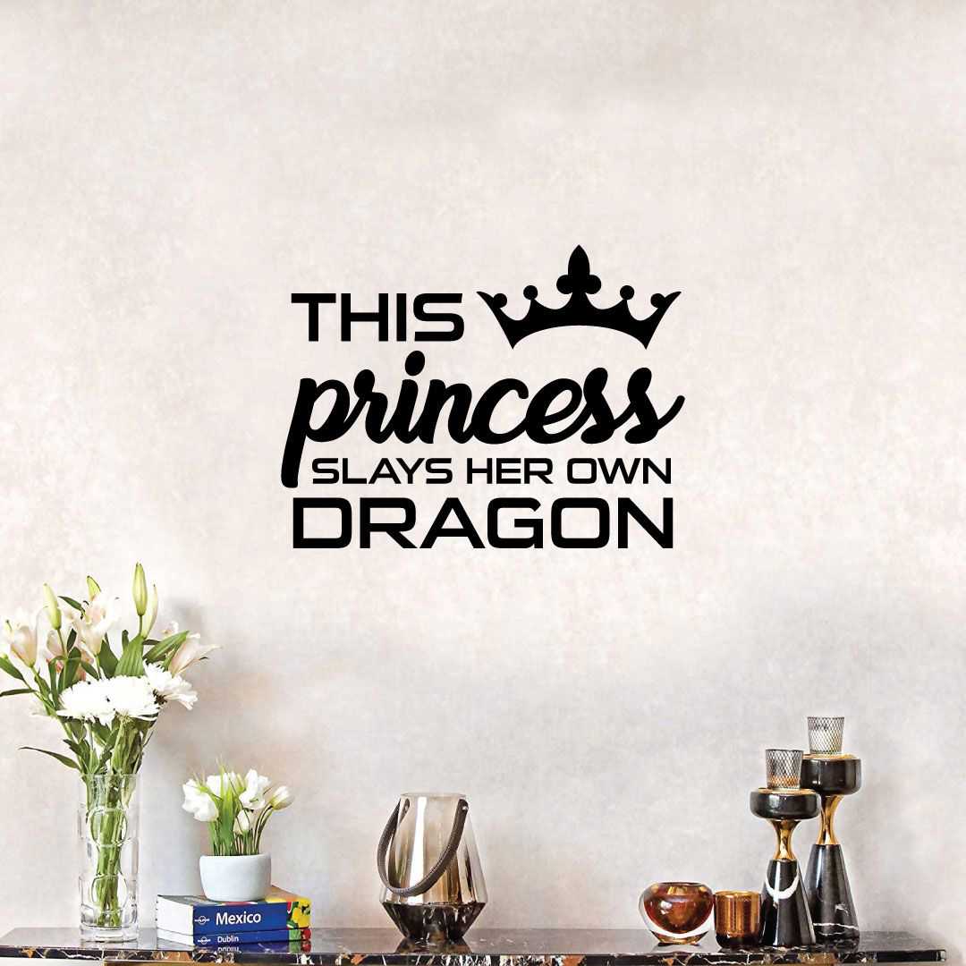 Inspirational Quote Vinyl Wall Sticker Decal - Slays Her Own Dragons