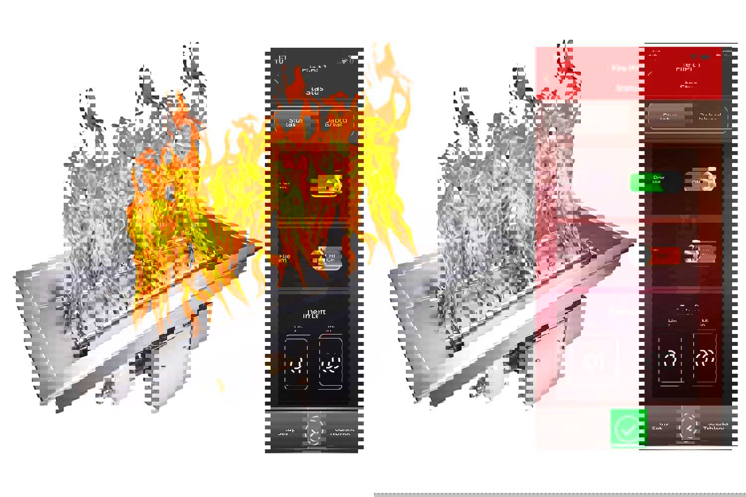 HPC Fire Torpedo Gas Fire Pit Burner Rectangle Insert Kit H-Burner with Bluetooth Ignition