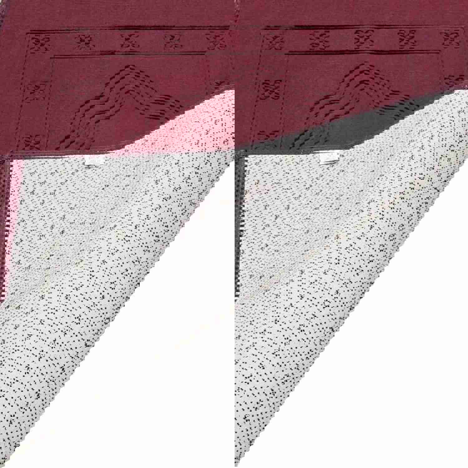 Lux Velvet Plush Burgundy Prayer Mat - Turkish Prayer Carpet for Wedding & Special Occasions