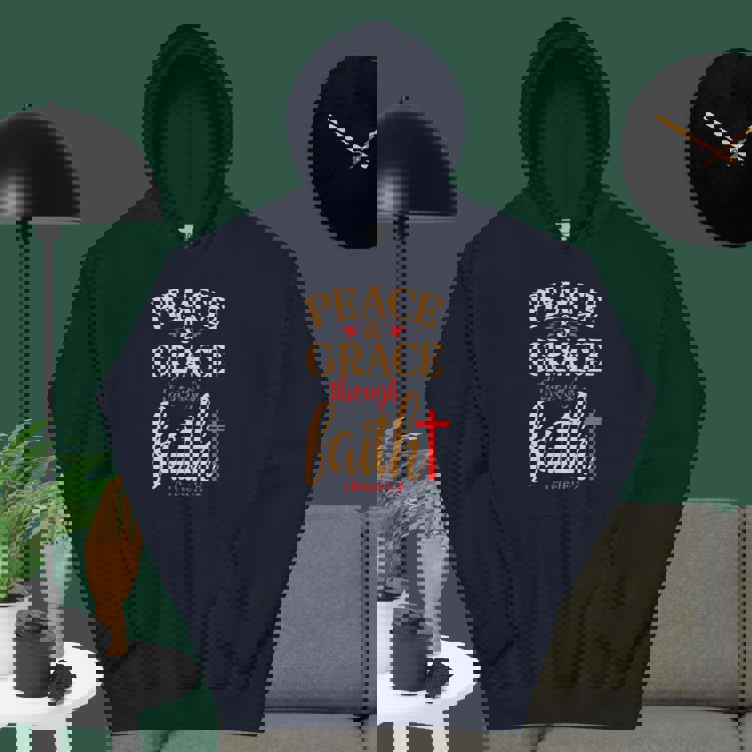 F&H Christian Peace & Grace through Faith Mens Hoodie