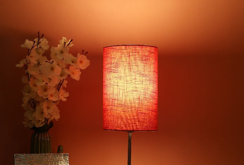 BTR CRAFTS Red Texture Cylinder Lamp Shade - Cotton Fabric (6 Inches)