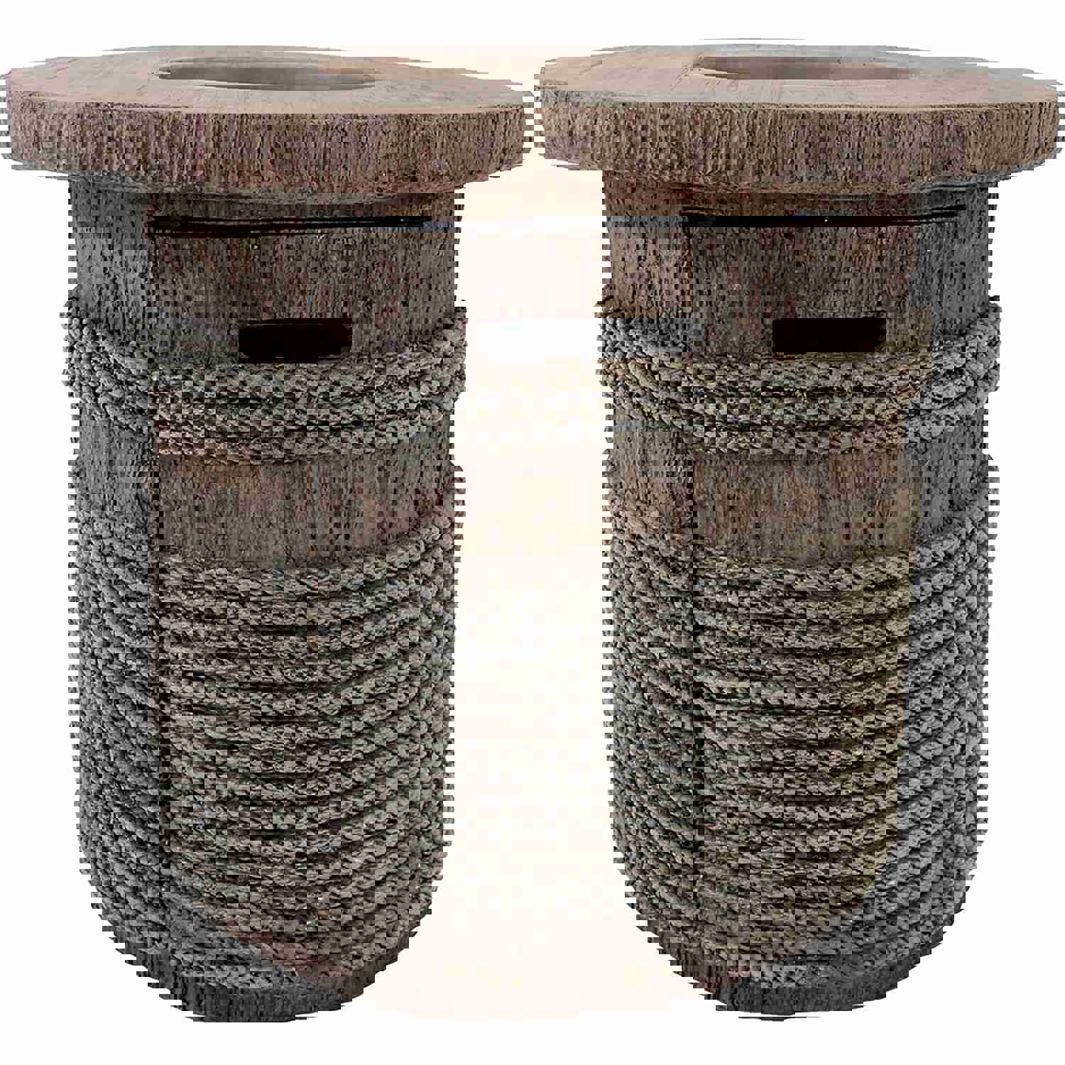 Sunnydaze Outdoor 29-Inch Rope and Barrel Design Propane Gas Fire Pit Table with Lava Rocks